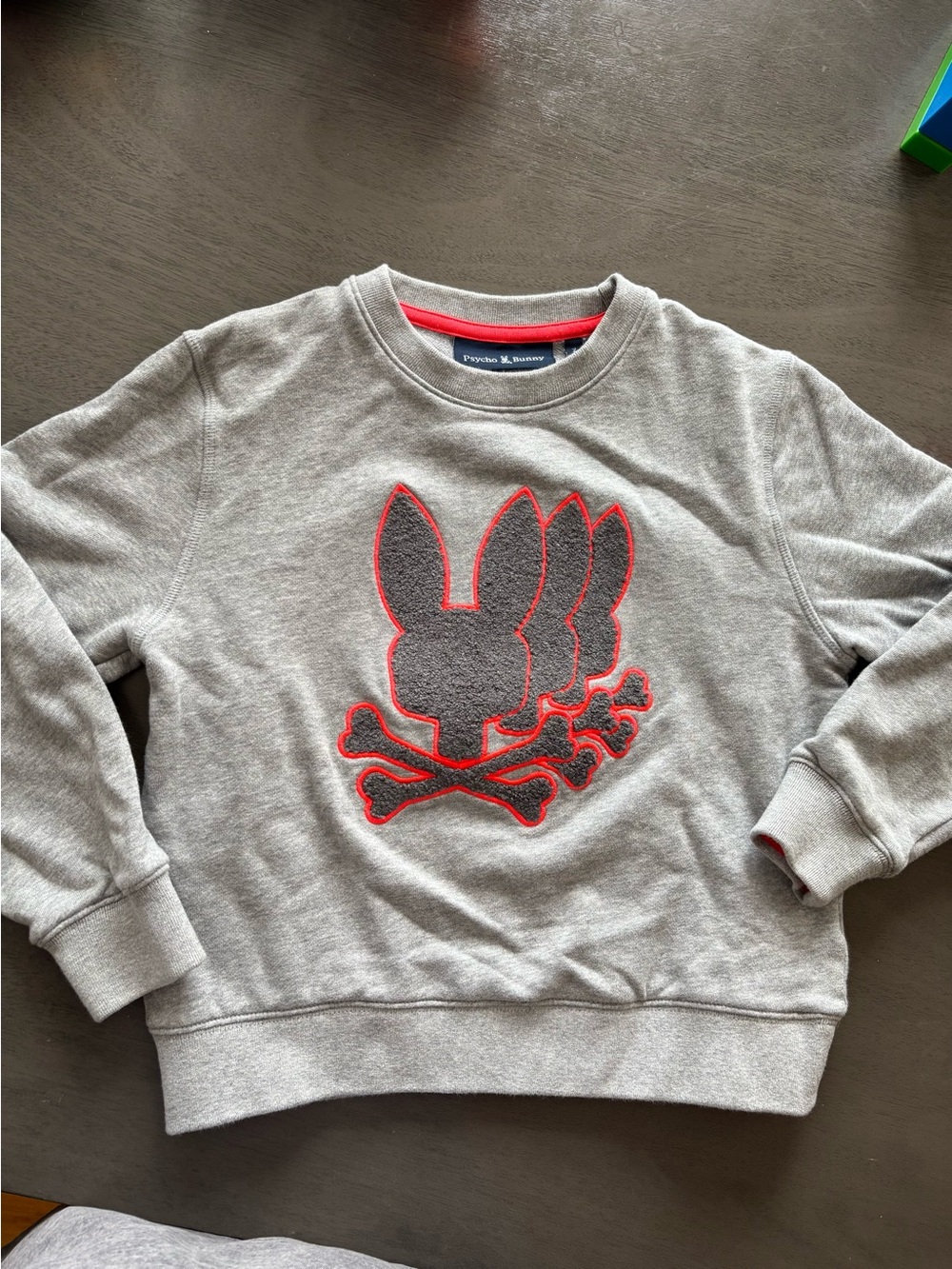 Psycho Bunny Gray Crewneck with Red Trim